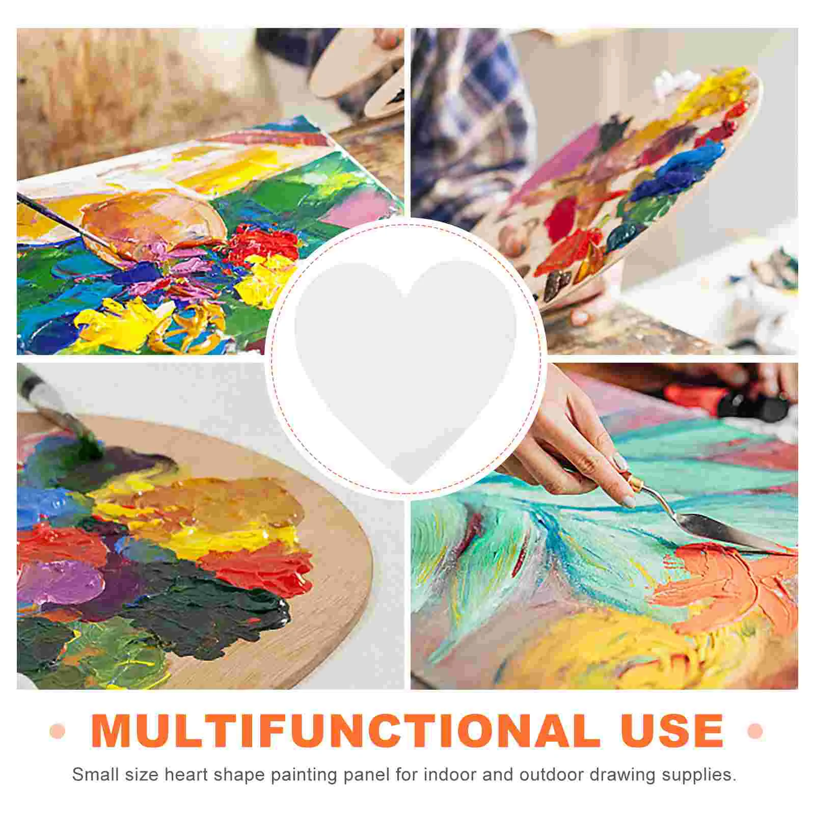 5 Pcs Heart Canvas Oil Painting Board Artist Paper Set White Drawing Boards Child