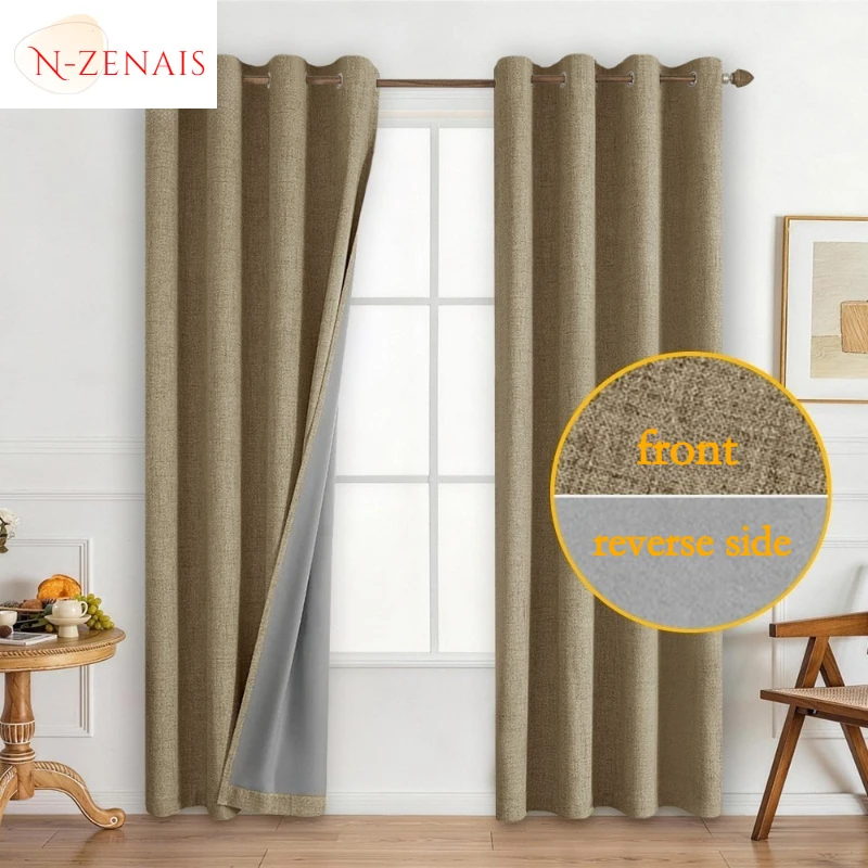 European Rainbow Hemp Coating Full Blackout Curtains for Living Dining Room Bedroom UV Protection Decor Custom Size Elegant