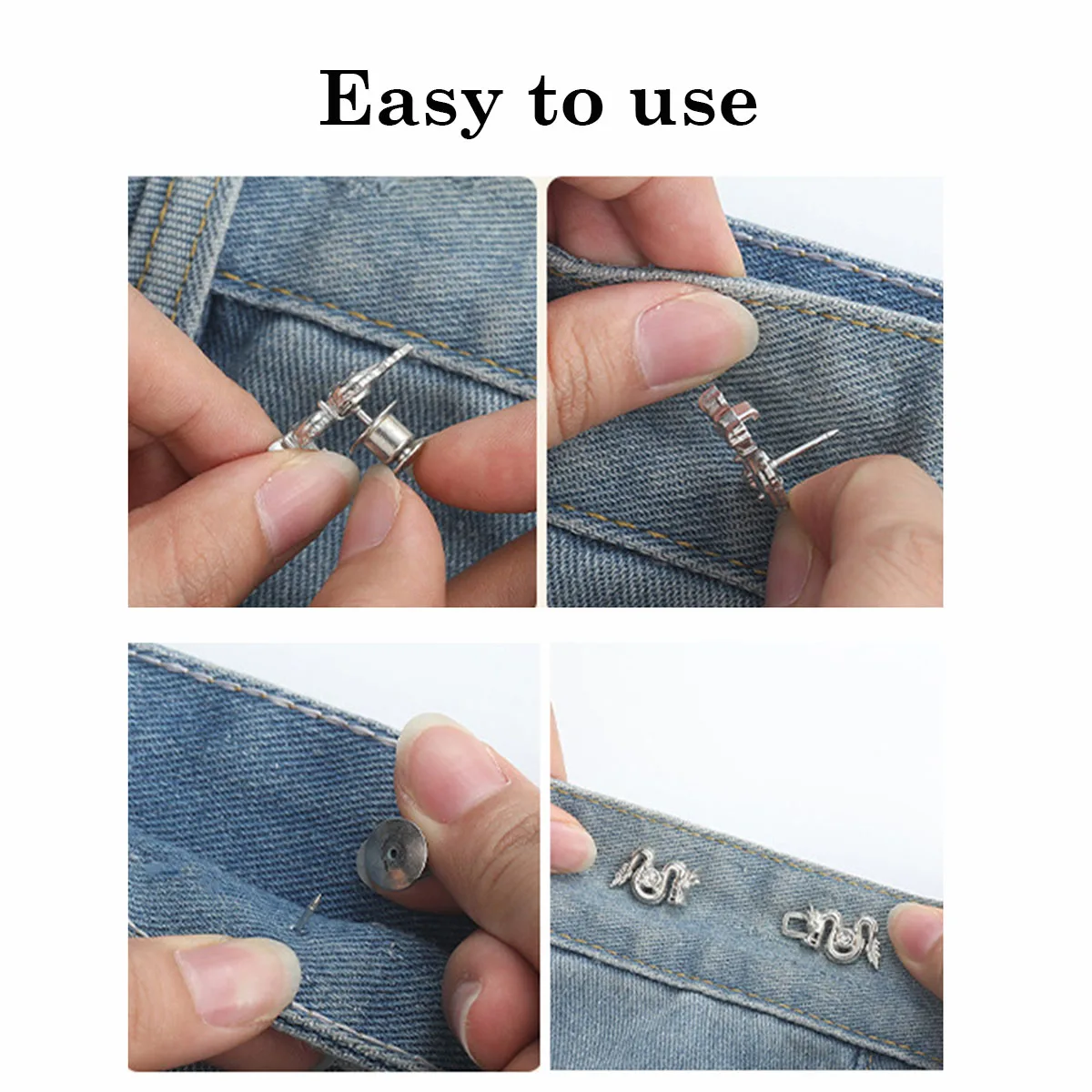 Adjustable Fasteners Dragon Shaped Waist Buckle for Jeans Tightener No Sewing Required Metal Button Adjuster for Pants Skirts