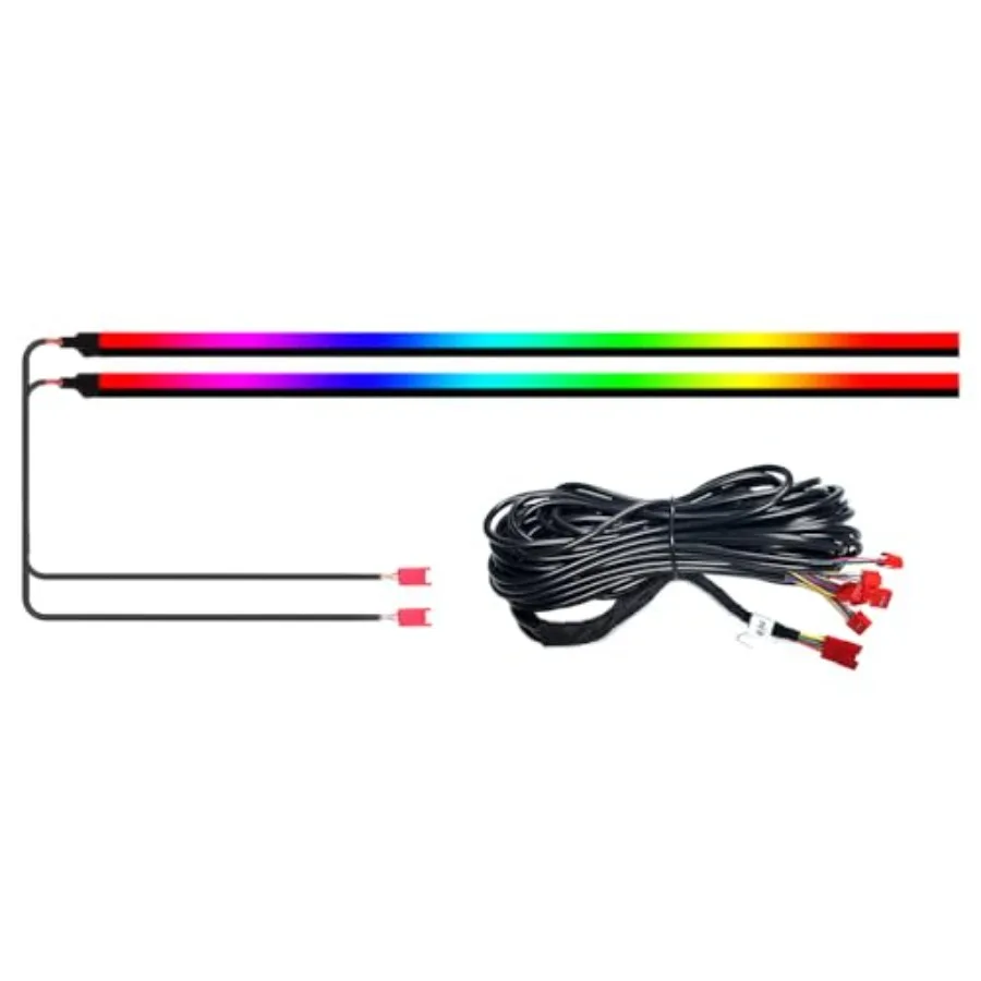 

【Новая модель】Акриловые автомобильные светильники Dream Color, 2 штуки, 110 см/43,3 дюйма, 128-цветная светодиодная лента для автомобиля, RGB-оптоволоконная лента