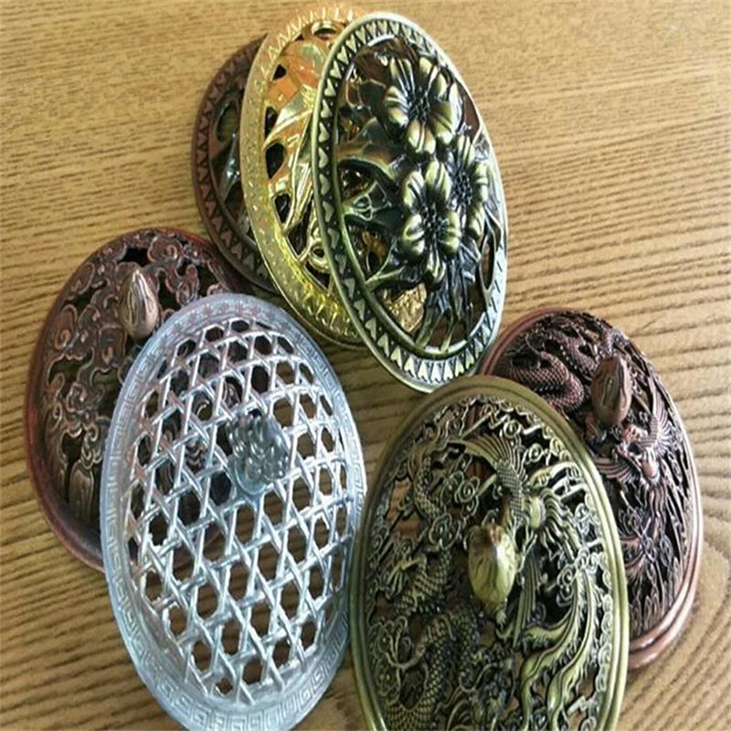 1pcs Auspicious Fragrance Candle Cover Incense Burner Kiln Change Color Glaze Dish Cover Incense Burner Bronze