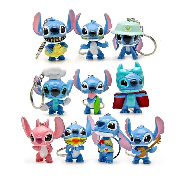 10pcs Disney Lilo Stitch Anime Figures Action Figura Keychains Pendent Ornament Dolls Collection Model Stitch Toys For Kids Gift