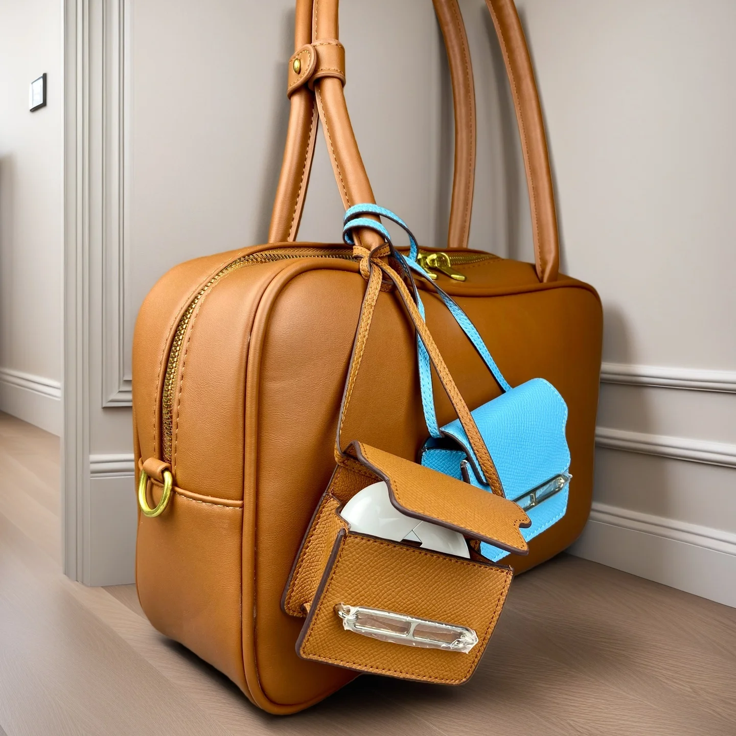 Mini bolso de bolsillo con diseño de nariz de cerdo, dije de bolso desmontable para elementos esenciales, 10 estilos monocromáticos clásicos