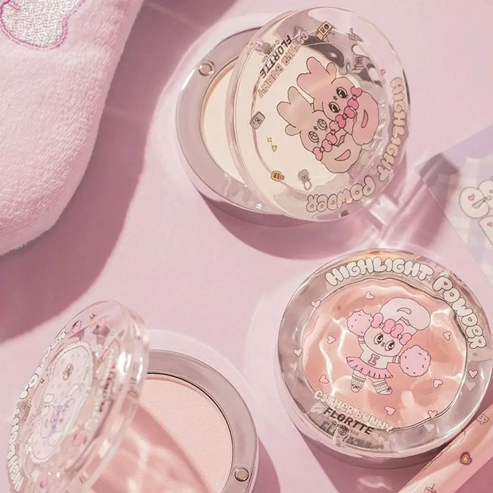 FLORTTE BUNNY مسحوق أحمر خدود عالي اللمعان أحادي اللون مسحوق تفتيح كريم وجه طبيعي لون مكياج كوري #1