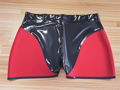 

Латексный резиновый комбинезон Gummi, модные шорты, красный и черный, облегающий косплей, чистая ручная работа, XS-XXL