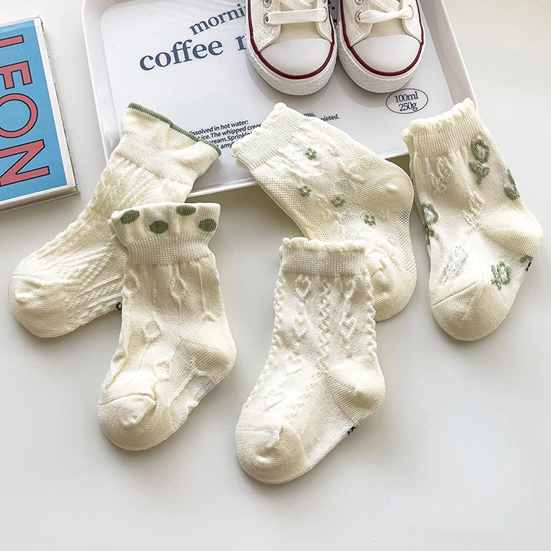 New Korean Breathable Soft Cotton Mesh Newborn Infant Toddler Socks Spring Summer Baby Socks Girls Kids Socks 0-6yearsOld
