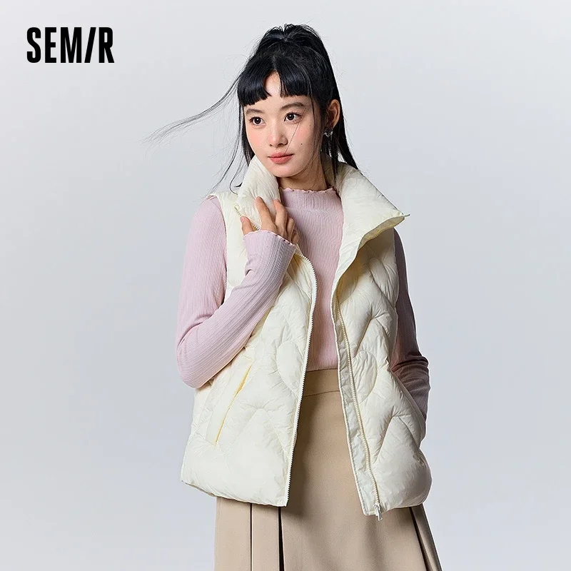 Semir Down Vest Women Design Love Sweet Slim 2023 Winter New Stand Collar Three-proof Jacket