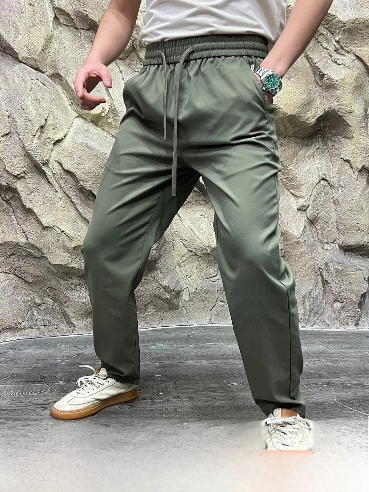 

Уличные мужские повседневные брюки Qui Dry, дышащие прямые брюки, осенняя новая система Busin, пояс средней талии из полиэфирного волокна