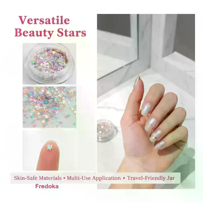 1 Box Mixed Star Sequin Five-pointed Star Nail Glitter Colorful Sparkle Nail Art Charm Decoration Manicure Accessories