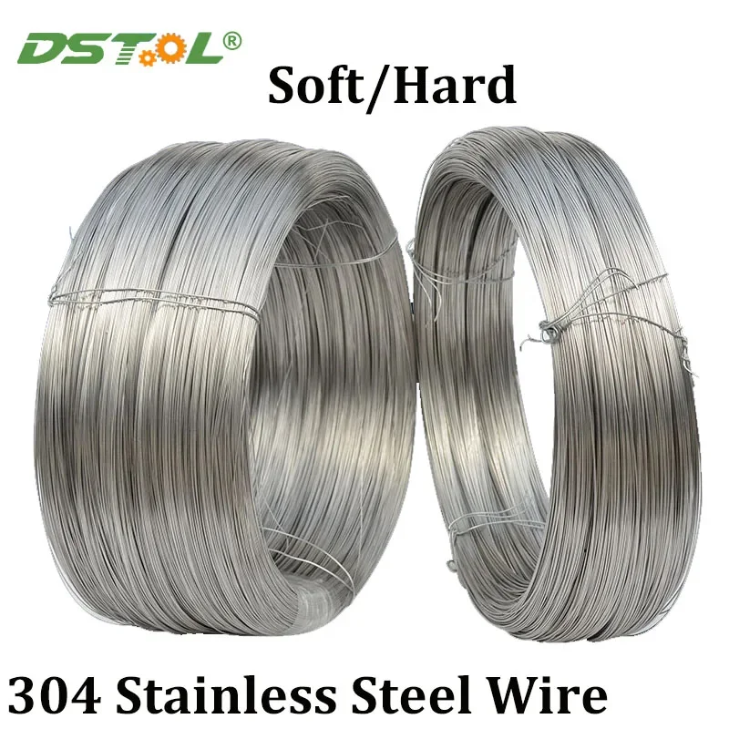 1/2/5M Soft/Hard 304 Stainless Steel Wire Soft Single Strand Steel Wire Full Hard Metal Line Rustproof Lashing DIY Dia0.05~3.0mm