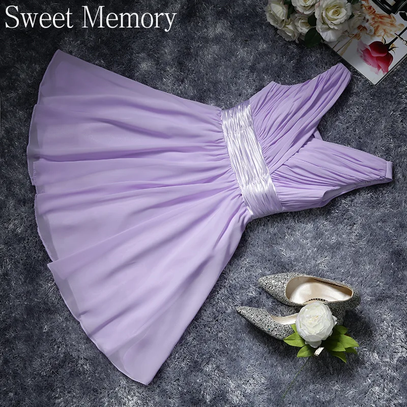 

N1168 Women Chiffon Dress For Short Party Dress Sweet Memory 2027 Lilac Purple Blue Red Champagne White A-Line Bridesmaid Dress
