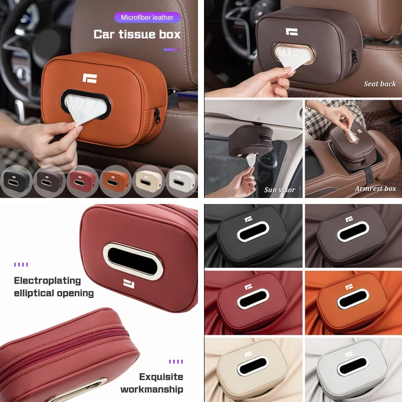 For BAIC Polestone Rox 01 Jishi 01, Microfiber Leather Armrest Backrest Tissue Storage Bag, Car Napkin Box Interior Supplies