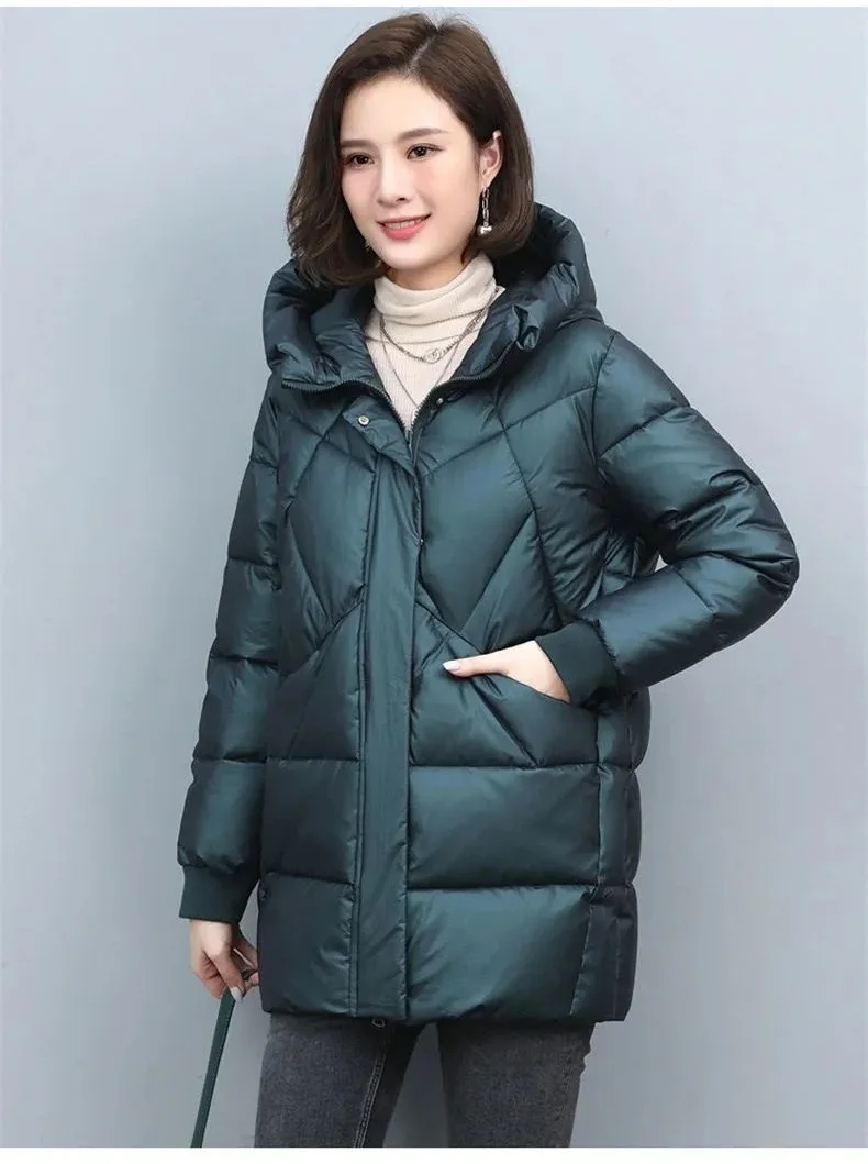 Down Cotton-Padded Jacket Women's Overcoat Winter 2026 New Thick Warm Parker Coat Fashion Loose Hooded Medium Long Cotton Jacket