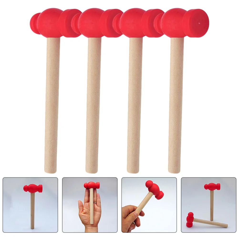 4 Pcs Mini Toys Small Wooden Hammer for Babies Children Portable Maintenance