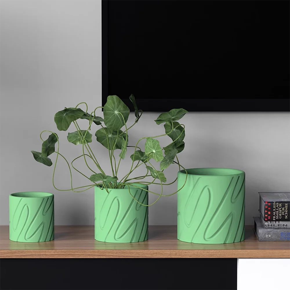 

Creative Circular Cement Flowerpot Silicone Mold DIY Green Plant Succulent Potted Concrete Flower Vase Mold