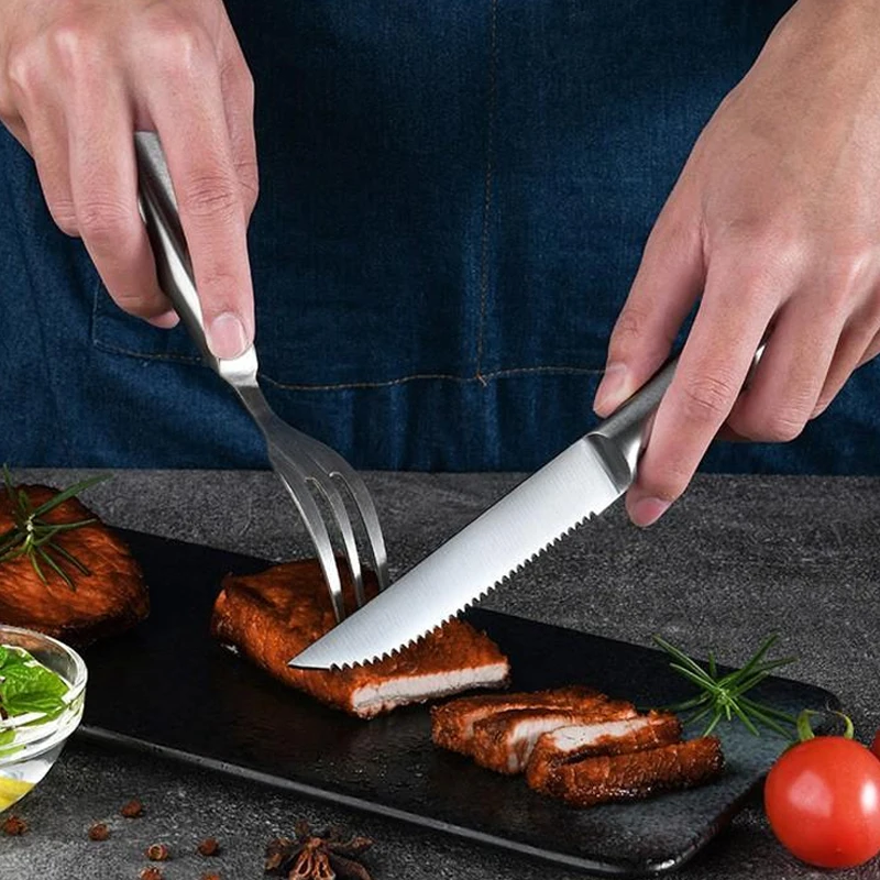 Stainless Steel Steak Knife 1/4/6/8-Piece Set with Serrated Blade Sharp for Use in the Kitchen on Meats, Bread, and Kitchen Kniv view 4
