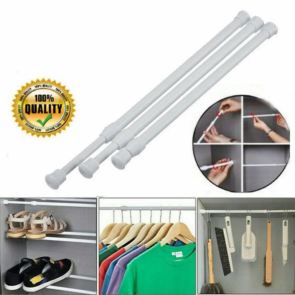 Telescopic Tension Rods Perfectly Suited for Bathrooms Kitchens and DIY Projects with Adjustable Length Options