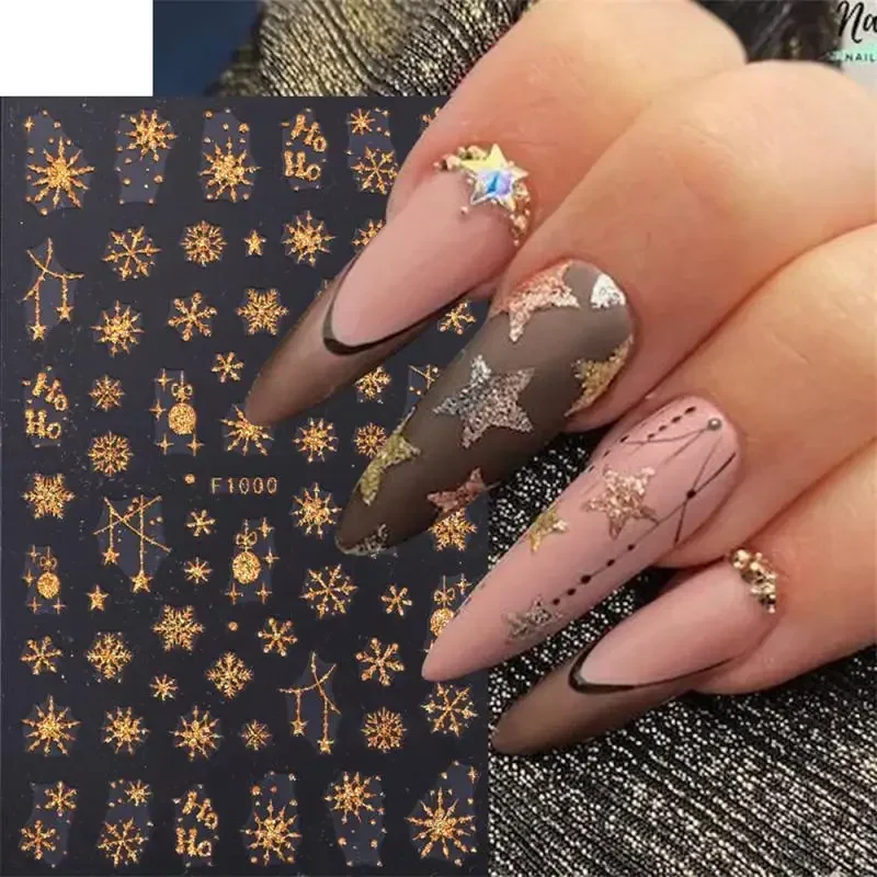 Adhesive Sparkly Christmas Nail Stickers Sparkling Holiday Accessories Has Many Uses Snowflake Nail Stickers Elegant Striking