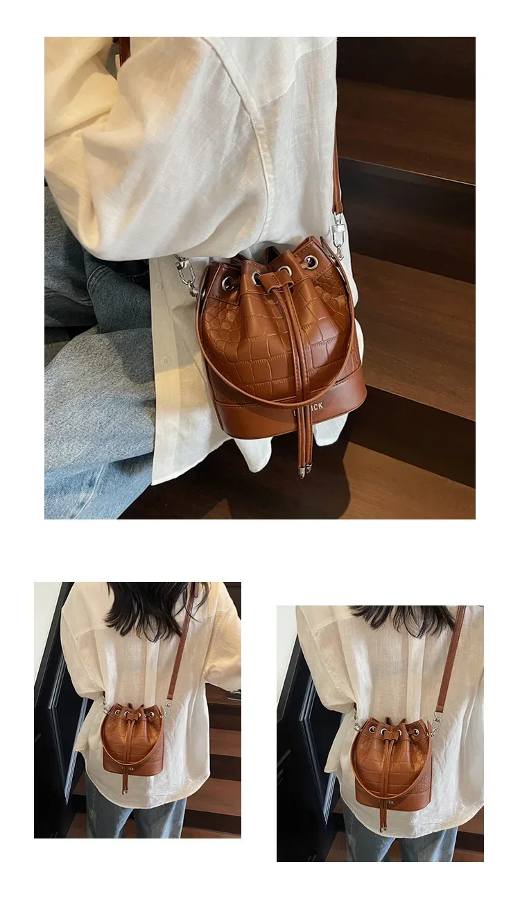 2025 Summer Women's Stone-Textured Square Bag Urban Commuting Essential Waterproof Handheld Shoulder Crossbody Bag