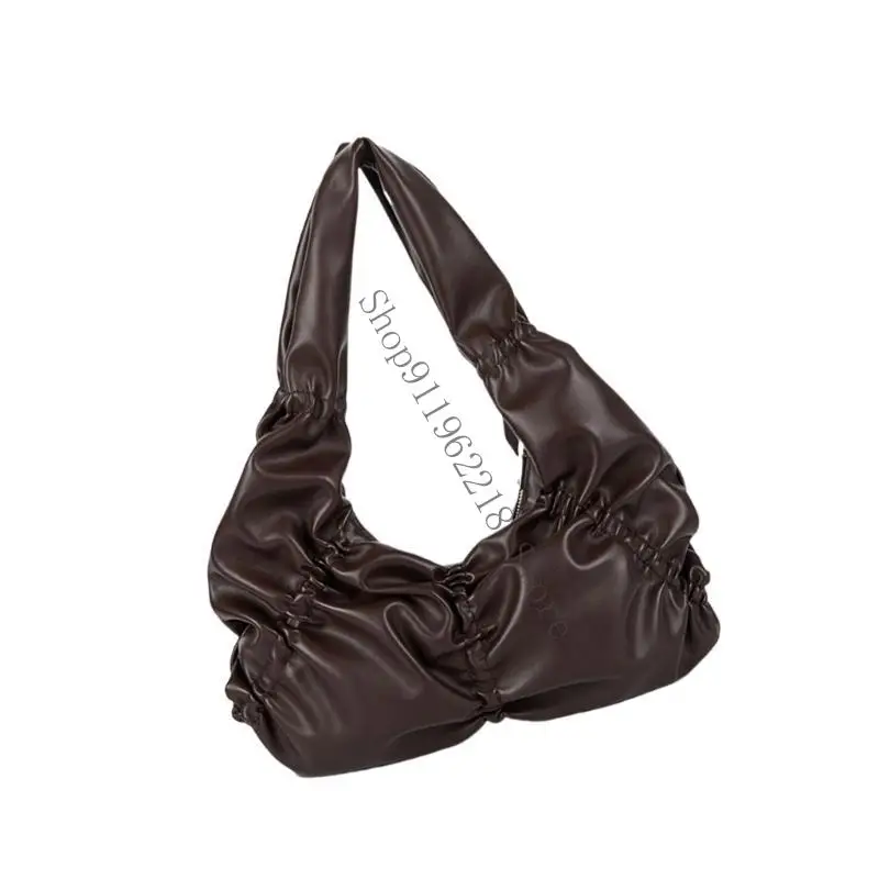 

Trendy Soft Pleated Handbag With Comfortable Handle PU Leather Shoulder Bags Umderarm Purse For Fashion Lover 066F