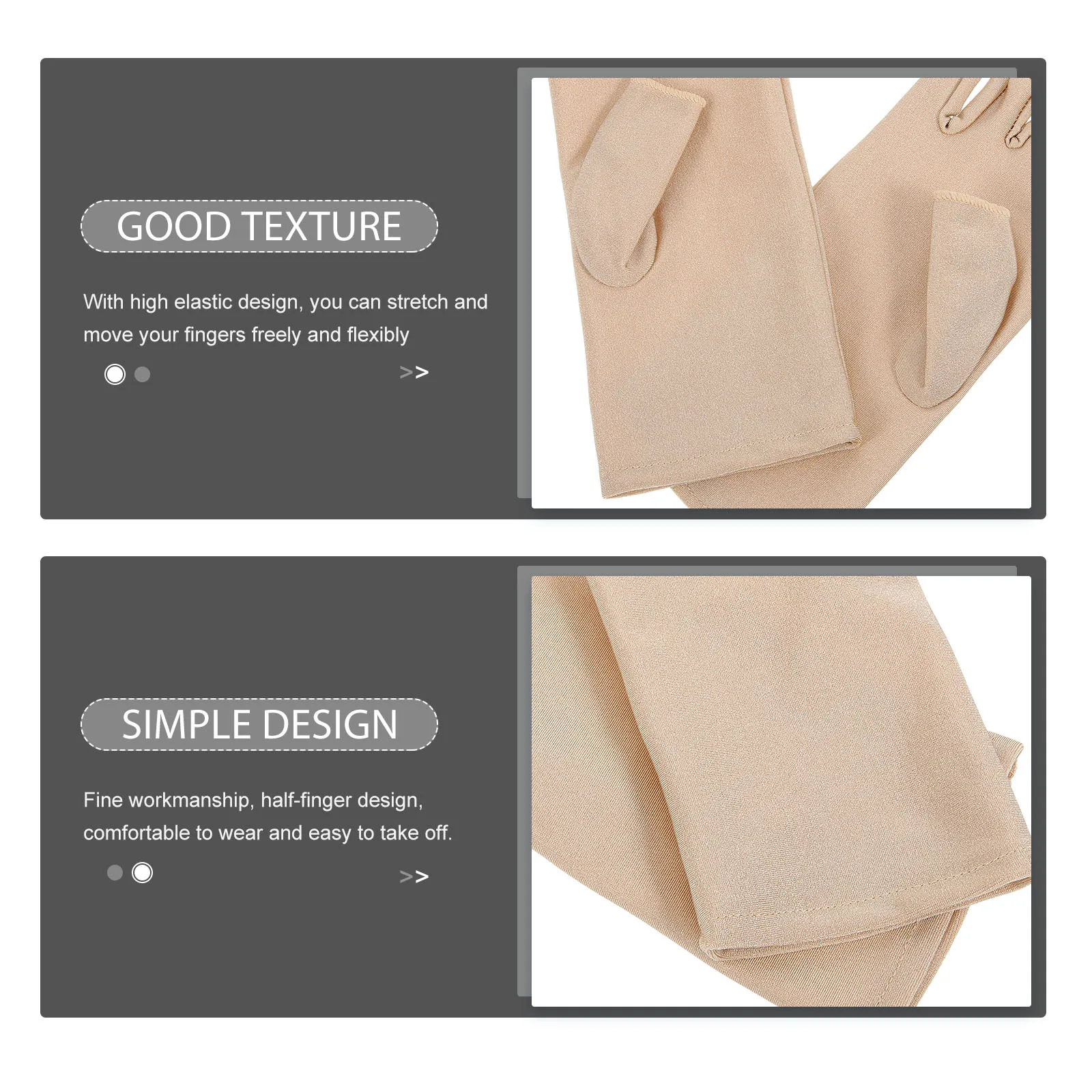 

1Pair Soft Supple Uv Protection Fingerless Gloves for Women Half Finger Design High Elasticity Comfortable Breathable Outdoor