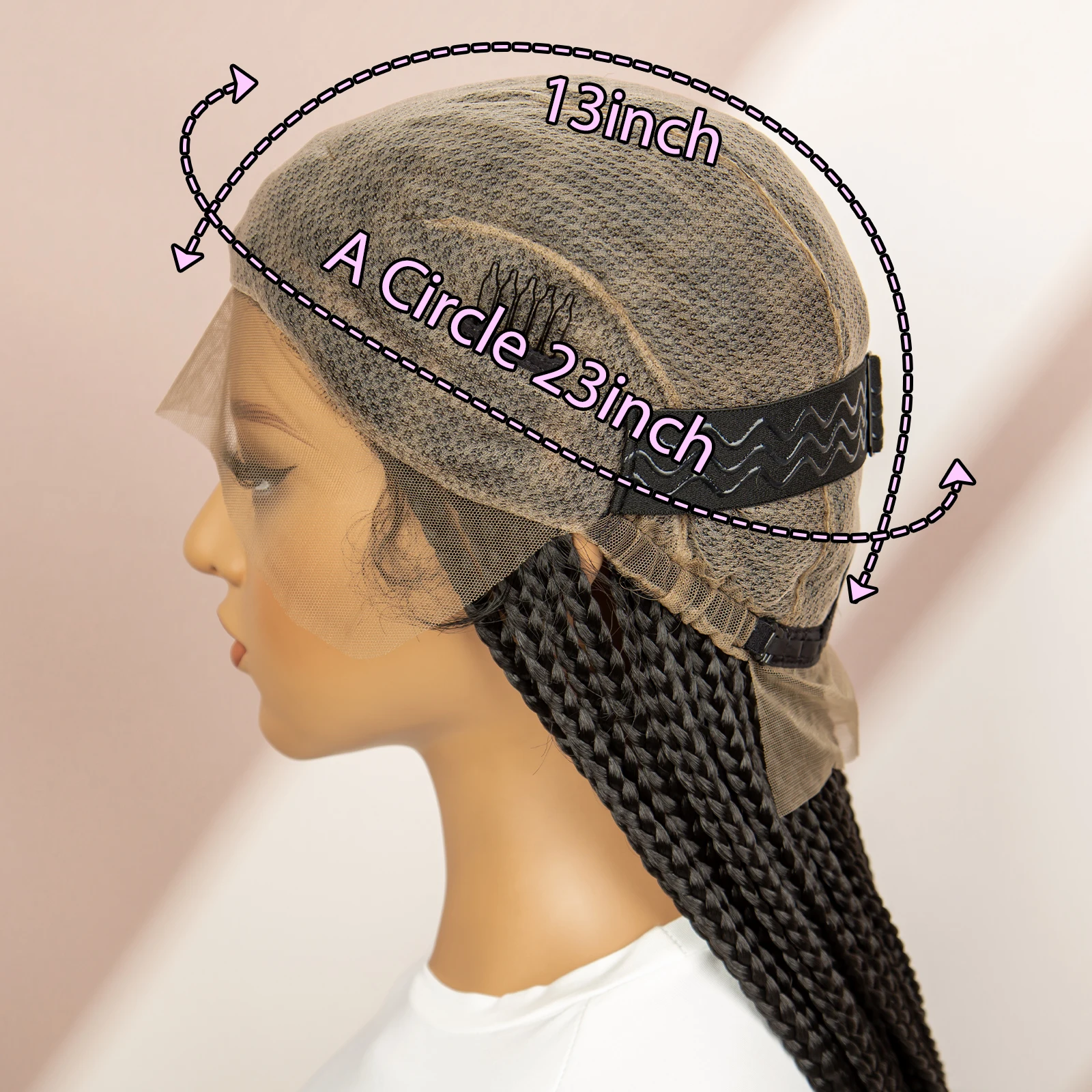 34 Inches Synthetic Box Braided  Wigs Full Lace for Black Women with Baby Hair Braiding Hair with Braids Bangs