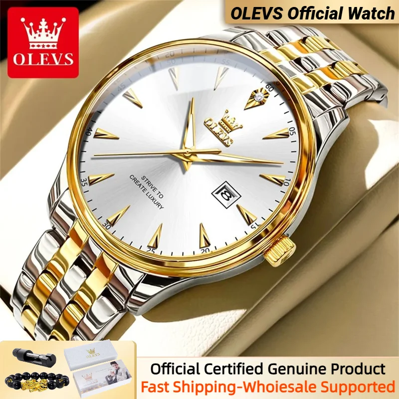 

OLEVS Business Men's Watch Minimalist Fashion Waterproof Stainless Steel Calendar Week Quartz Men's Watch Luxury Brand Men Watch