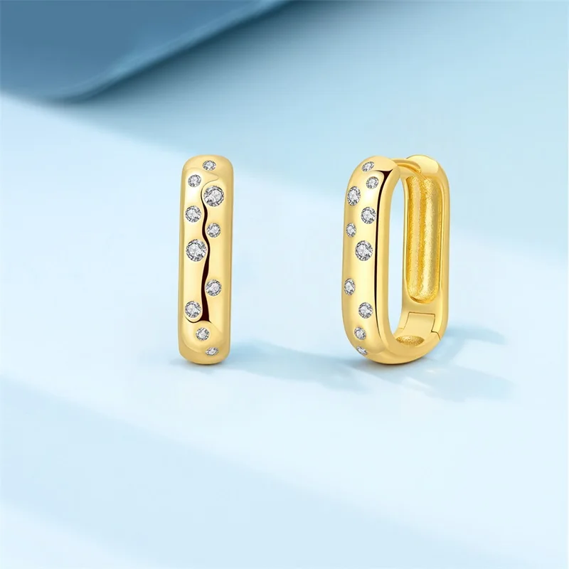 925 Sterling Silver Gilded Starry Star Shattered Diamond Square Earrings For Women Fashion Exquisite Anniversary Jewelry Gifts