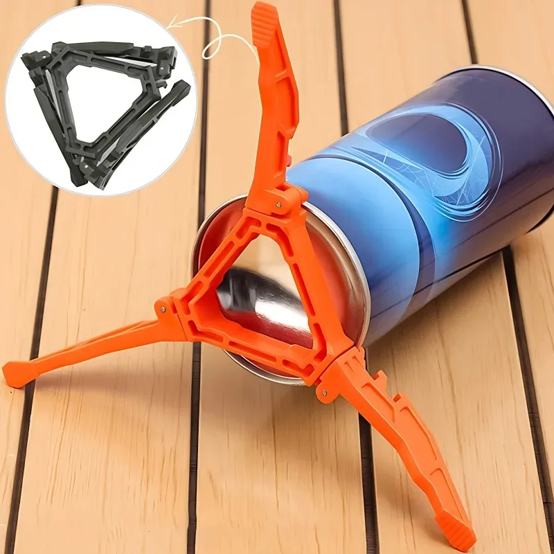 Foldable Flat Gas Tank Bracket Outdoor Stove Gas Tank Tripod Shelf Bottle Cartridge Holder Gas Prevention Tilting Stand Tool