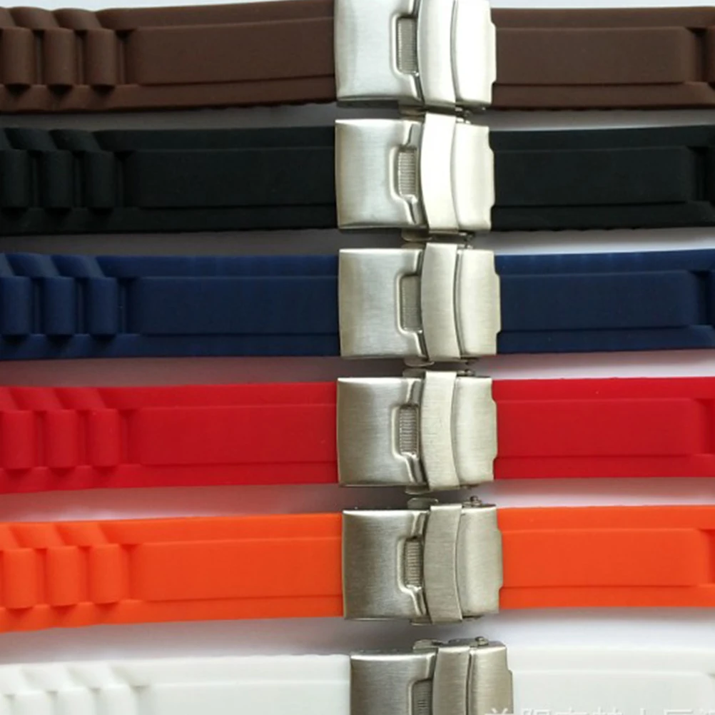 

Silicone Watch Strap 22Mm White Deployment Buckle Folding Clasp Durable Comfortable EcoFriendly Lightweight Easy to Carry