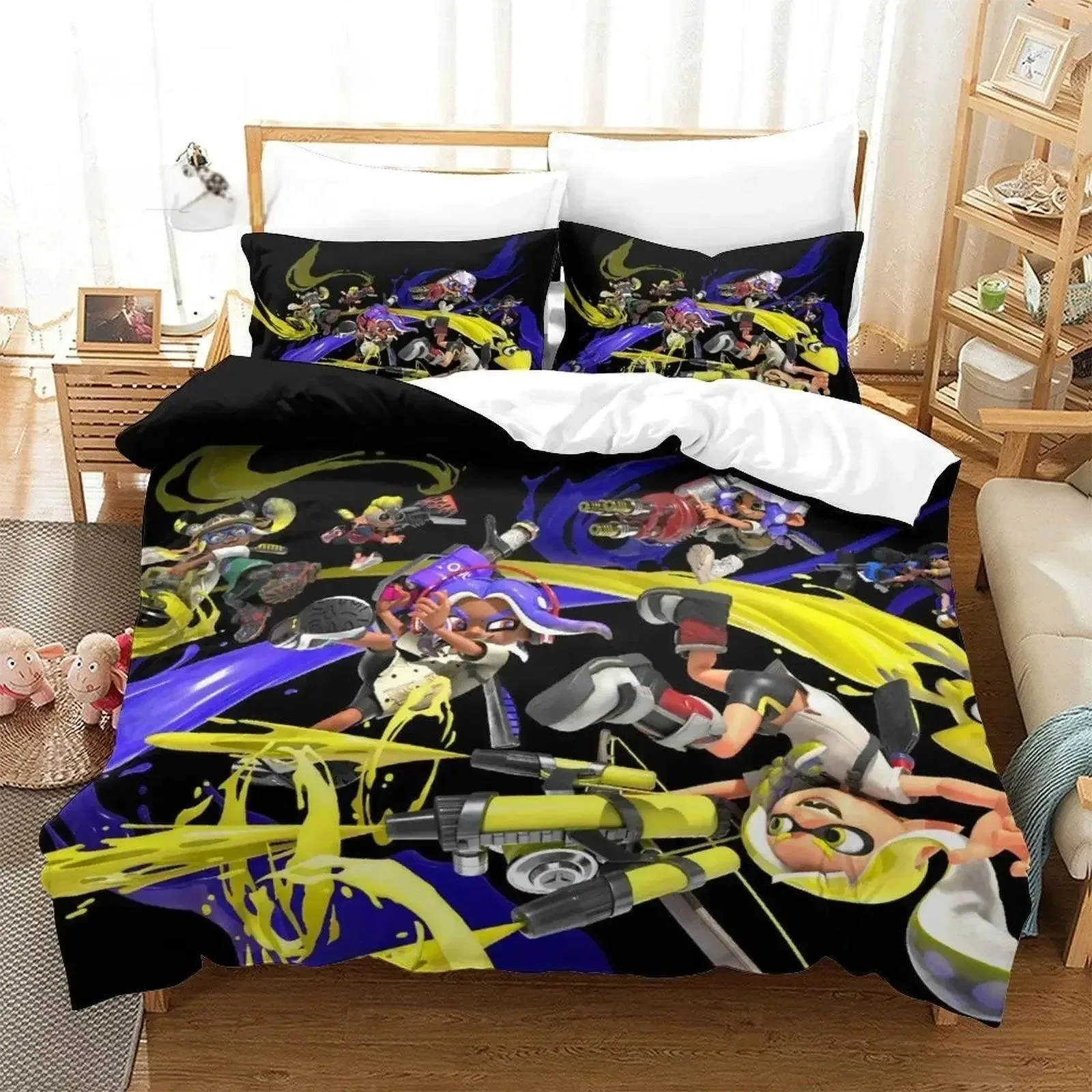 Splatoon 3 Bedding Set Single Twin Full Queen King Size Bed Set Adult Kid Bedroom Duvet cover Sets 3D Print Anime bed sheet set