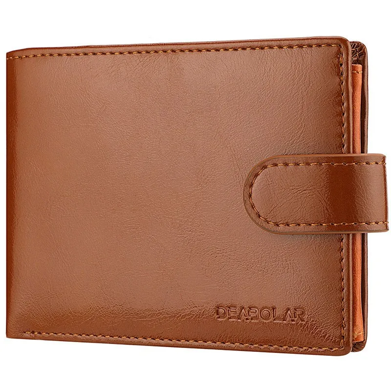 High Capacity Men's Passport Leather Wallet Multiple Card Slots and A Clear ID Window Vintage Business Card Bag