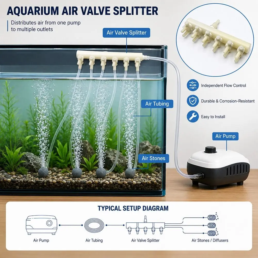 1Pcs 2/3/4/5/6Way Aquarium Air Pump Hose Splitter Independent Control Switch Multi Way Distributor Fish Tank Aeration Tube
