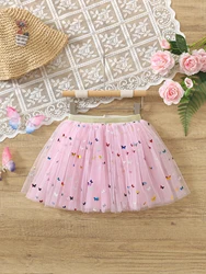 Europe and the United States fashion butterfly sequin decorative children's dress stage mesh tutu skirt sequin girls skirt
