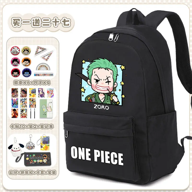 Anime One Piece Printed Backpack with Shoulder Bag Pengcil Case for Teenager Girl Boy Back To School Bookbag Schoolbag Gifts