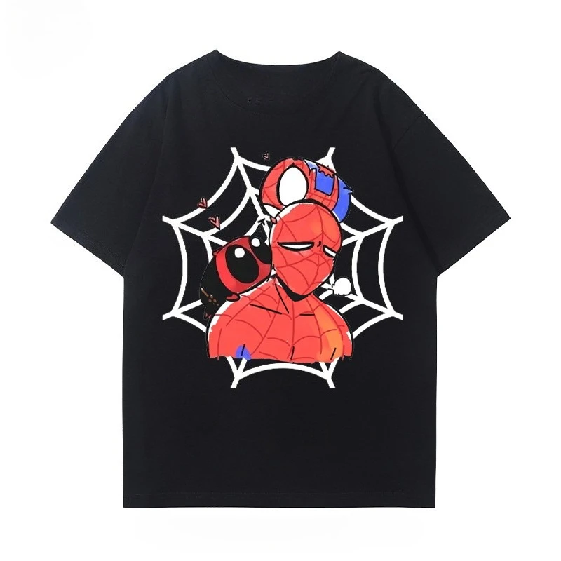 

Летняя мужская хлопковая футболка Marvel Spider-Man Parallel Universe Little Black SpiderMan Miles Marvel с анимацией фильма и телевидения