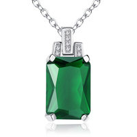 925 Sterling Silver Necklace For Women 8*14mm Emerald Square Pendant 45cm Clavicle Chain Female Wedding Dinner Gift