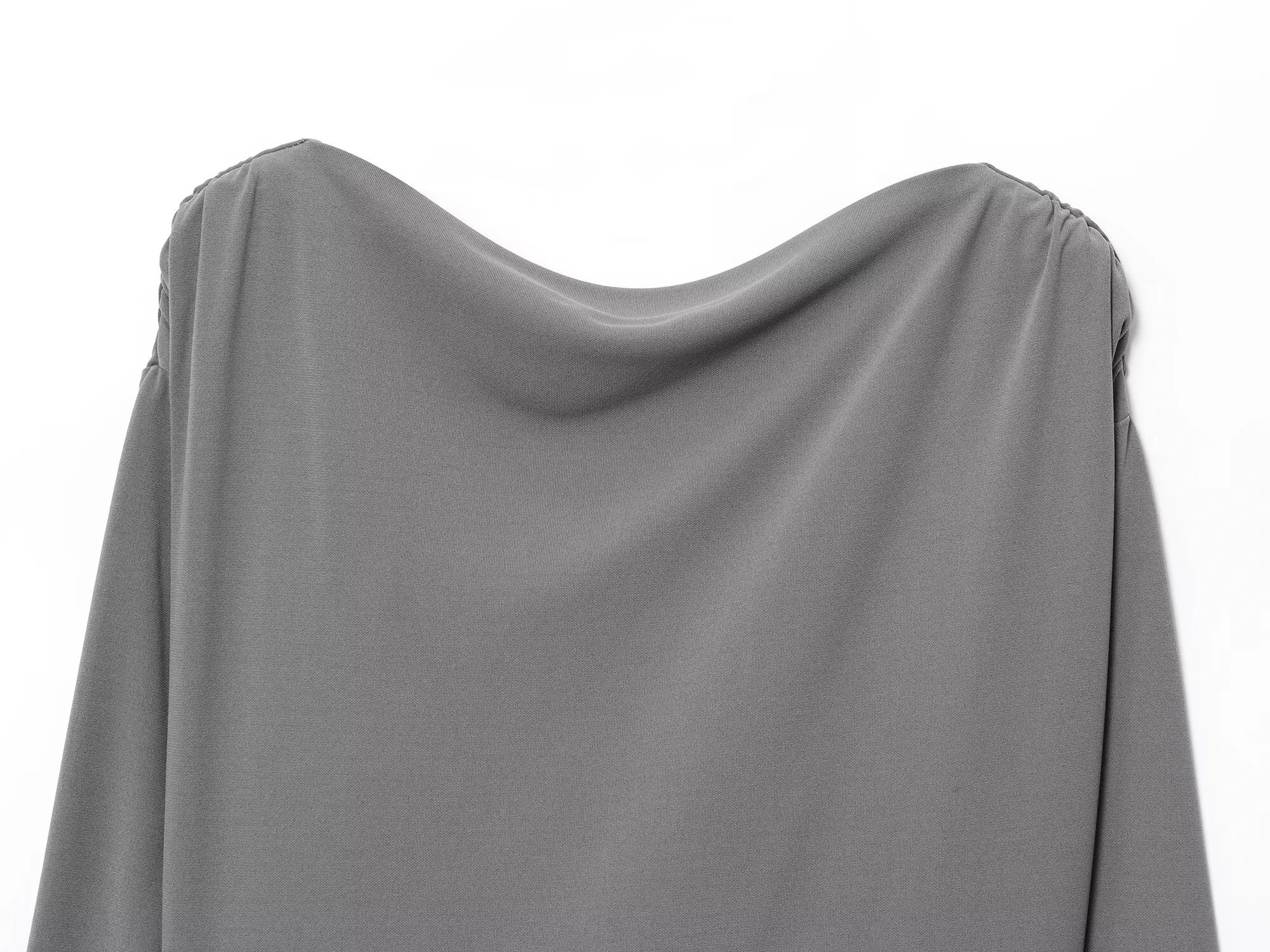 DEEABAE Outono feminino pescoço reto manga comprida costas plissadas joias top plissado cintura média conjunto de saia longa de malha