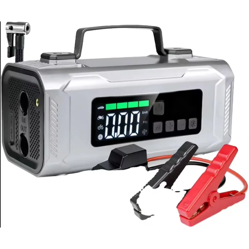 Factory Price 6-in-1 Portable Emergency Tools Power Bank Jump Starter Car Inflator Battery Booster Peak Current USB