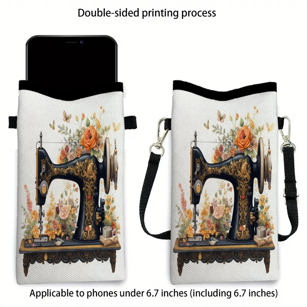 

Fashion Floral Sewing Machine Shoulder Bag High QualityPhone Bag with Adjustable Strap, Casual Style Women's Wallet Bag3.20