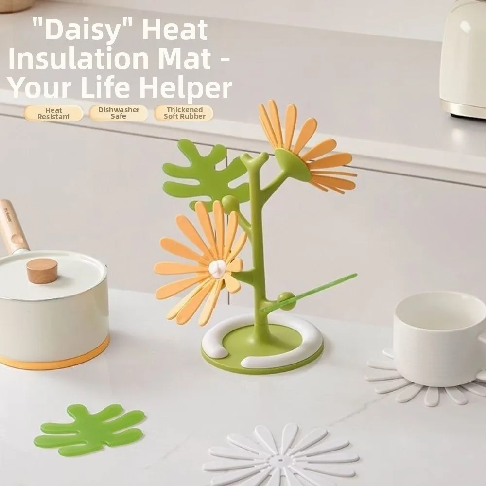 

Anti Scald Tree Shape Table Mat Creative Heat Resistant Daisies Coaster Anti-fouling Table Protection Hot Dishes Trivets