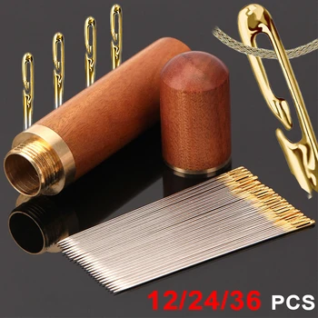 12/24/36Pcs 블라인드 바늘 노인 바늘 측면 큰 구멍 손 가정용 봉제 스테인레스 스틸 바느질 바늘 스레딩 Diy 쥬얼리