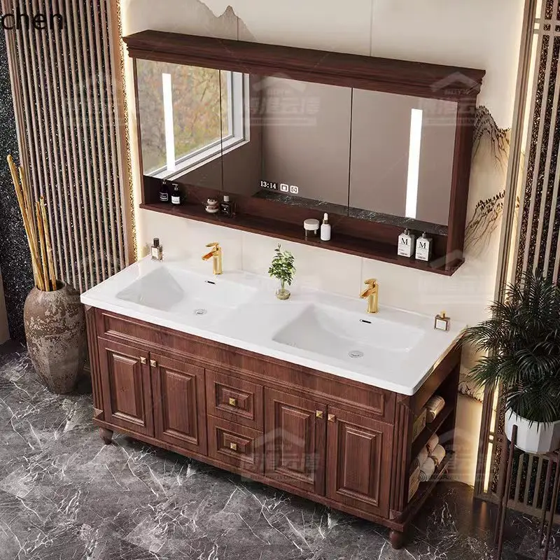 

HTT bathroom cabinet combination ceramic integrated basin smart mirror bathroom cabinet bathroom washbasin