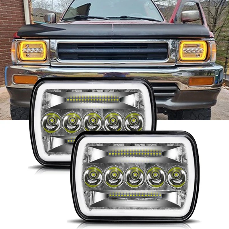 

5x7 Inch Led Headlights 7x6 80000LM Led Headlamp Hi/Low Turn Signal Amber/White DRL For Offroad 4x4 Accessories 12V 24V