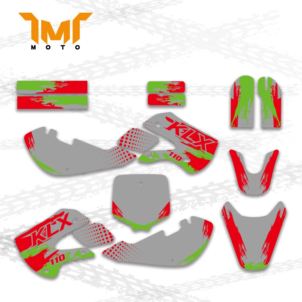 TMT Motocycle Graphics Background Decal Sticker for Kawasaki KX65 KX 65 2000-2013 KLX110 2000-2009 Team Style Customize Sticker