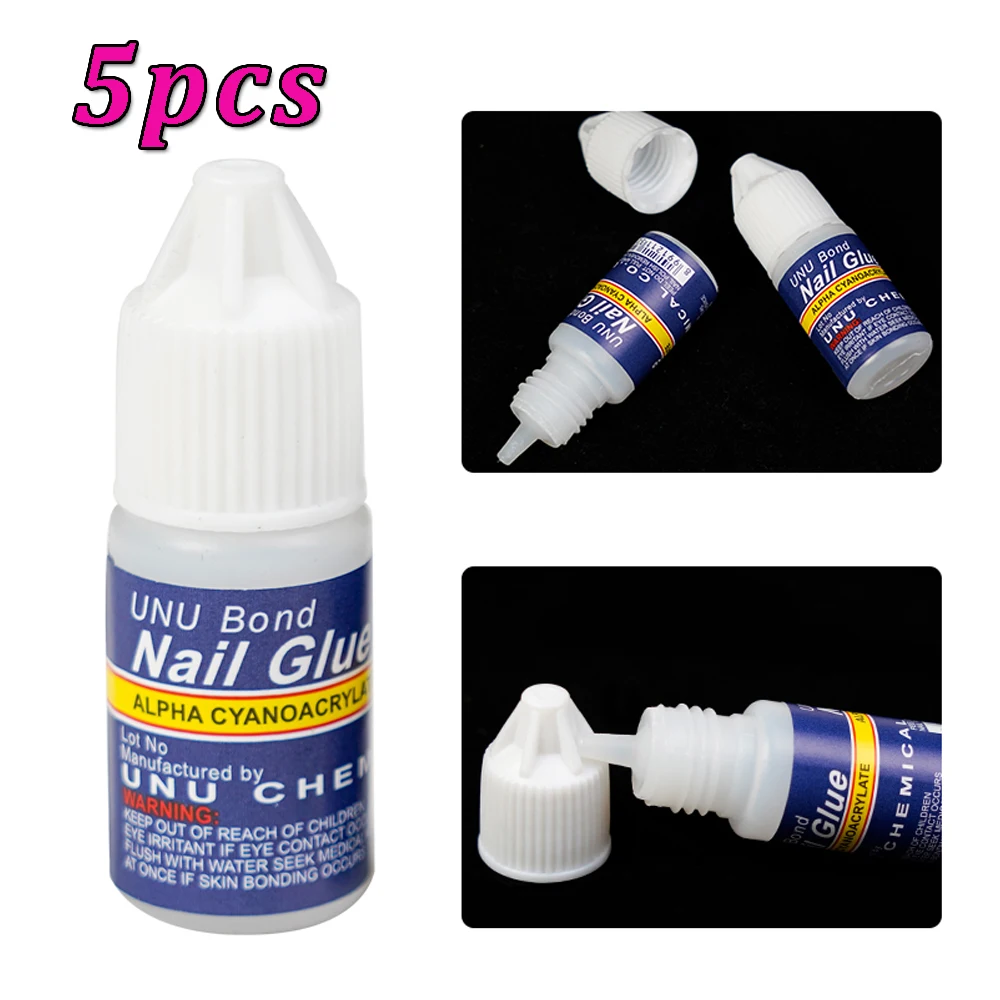 

5Pcs Fast Drying Nail Art Glue Tips Glitter UV Acrylic Rhinestones Adhesive Nail Glue Press on Nails False Tips Manicure Tool