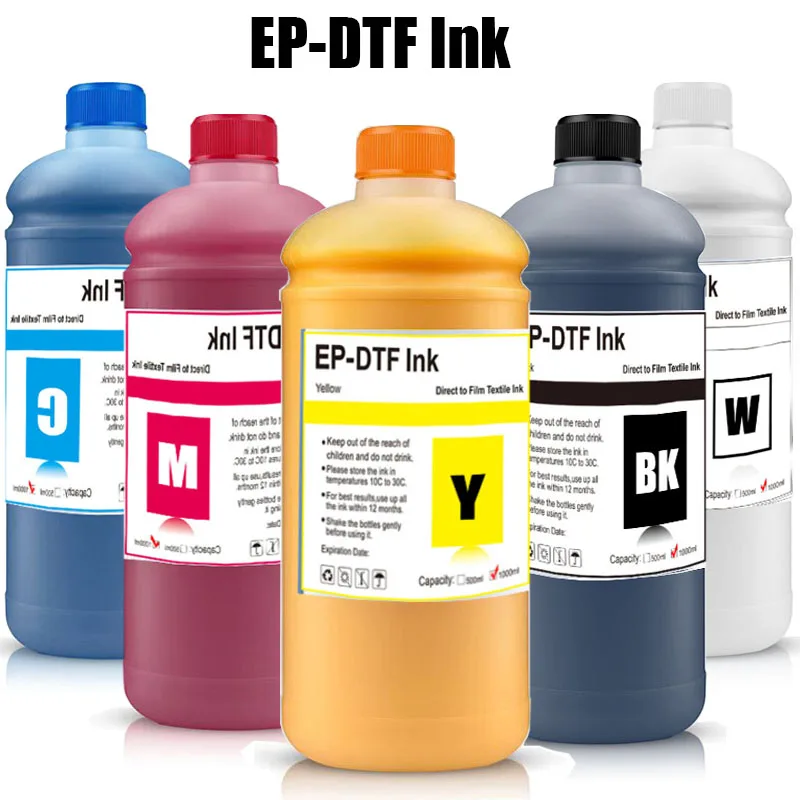 

EP-DTF Ink 1000ml for I3200 XP600 R1390 L1800, ET-8550, ET-2850, XP-15000, R2400, L800, 1430, P400, P800, R2000 All DTF Printers