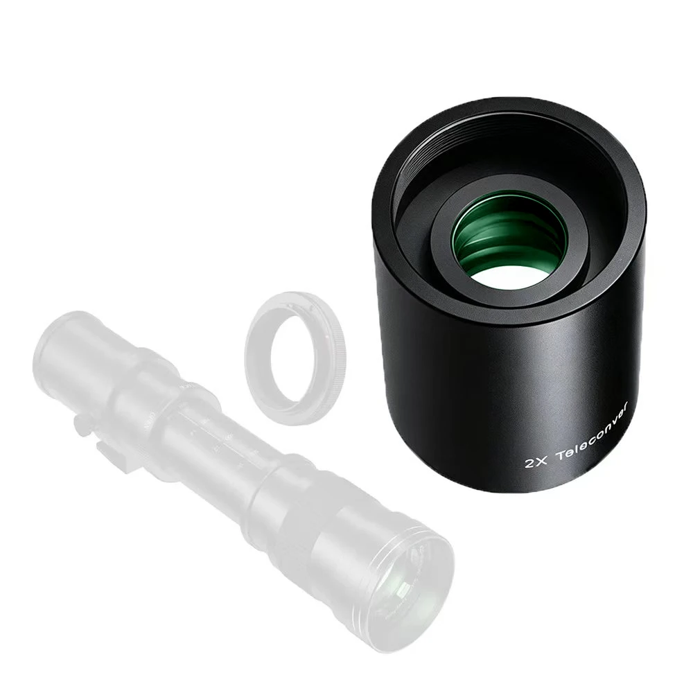 2x Teleconversor, Lente de Aumento para Montura T 420-800 500 800 900 650-1300mm, Lente de Espejo Teleobjetivo