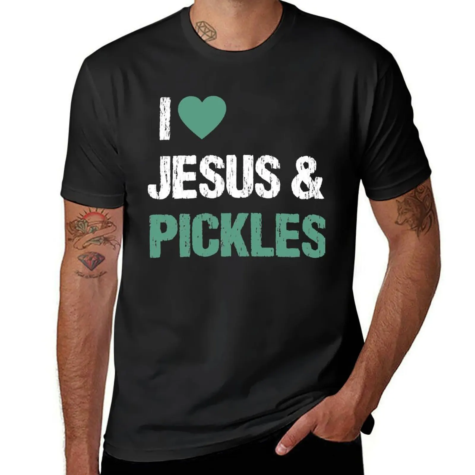 

I Love Pickles & Jesus Funny Pickle Lover Quote Saying Humor T-Shirt customizeds cute tops mens graphic t-shirts pack