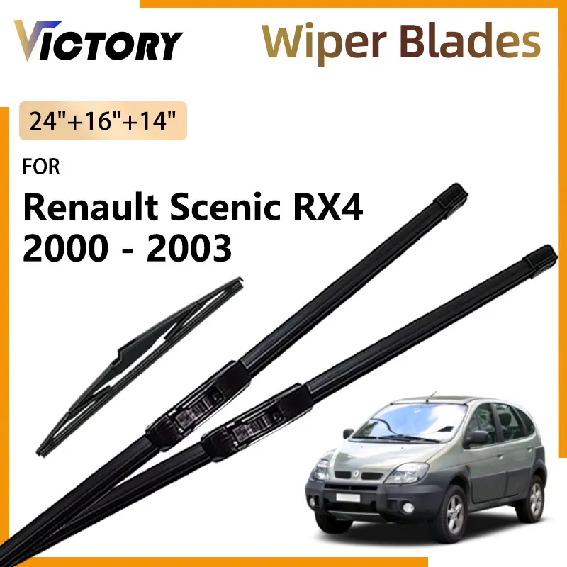 Przednie tylne pióro wycieraczki z kauczuku naturalnego do Renault Scenic RX4 I MK1 2000 2001 2002 2003 Szczotki do szyb przednich 24 "+ 16" + 14"